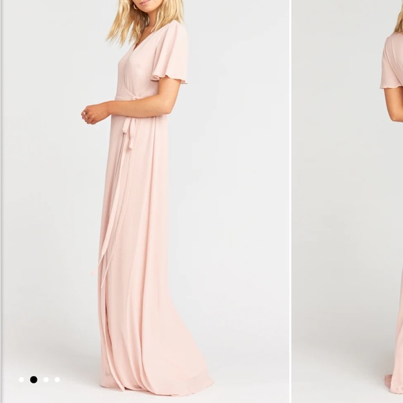 EUC Show Me Your Mumu Noelle Flutter Sleeve Wrap Dress in Dusty Blush - Picture 3 of 10